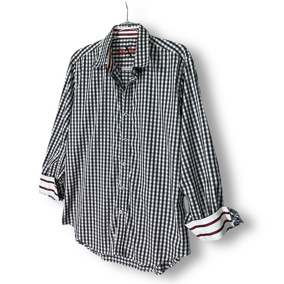Robert Graham X Plaid Check Shirt Sz L Blue Mens Business Casual - Picture 5 of 11